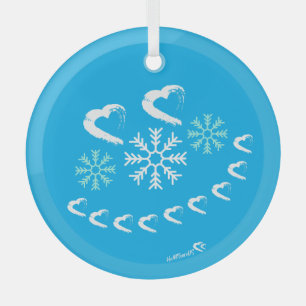 Happy Hearts Snowflake Glass Christmas Ornament