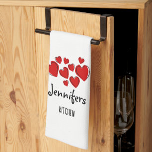 Happy Hearts Valentine Custom Kitchen Towel
