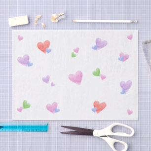 Happy Hearts Watercolor pastel colours Tissue Paper