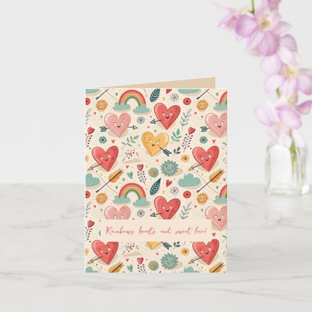 Happy Hearts - Whimsical Valentine's Day Pattern Card (Orchid)