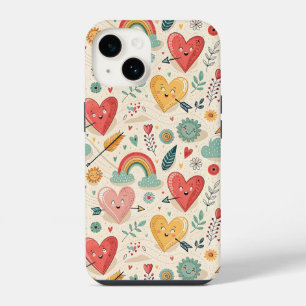 Happy Hearts - Whimsical Valentine's Day Pattern iPhone 14 Case