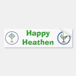 Happy Heathen Bumper Sticker - with Heathenry logo