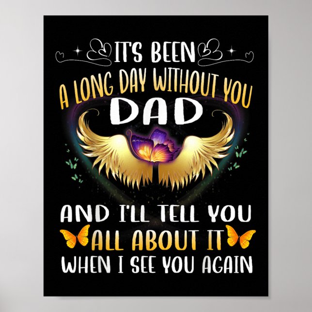 Happy Heavenly Birthday Father In Heaven Memorial  Poster (Front)
