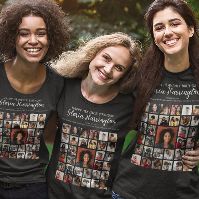 Happy Heavenly Birthday | Photo Tribute Memorial T-Shirt (Creator Uploaded)