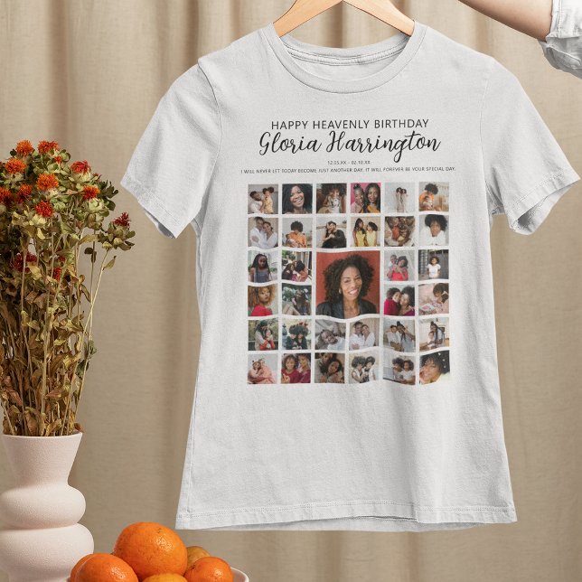 Happy Heavenly Birthday | Photo Tribute Memorial T-Shirt (Creator Uploaded)