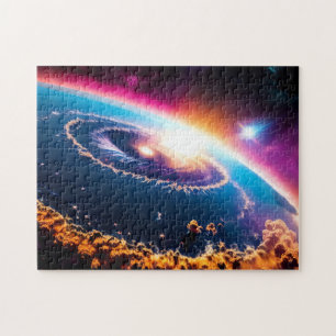 Happy Heavenly Glowing Earth Spins Jigsaw Puzzle