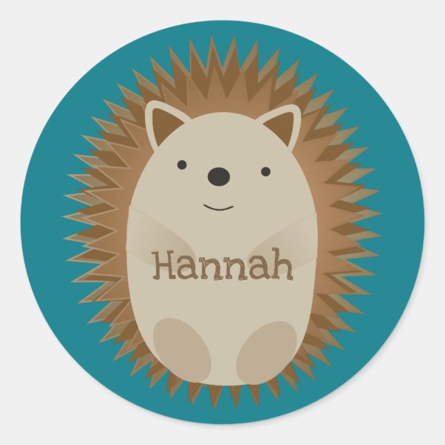 Happy Hedgehog Classic Round Sticker (Front)
