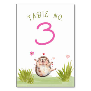Happy Hedgehog Garden Party Baby Shower  Table Number
