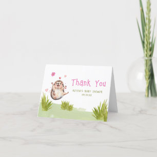 Happy Hedgehog Garden Party Baby Shower Thank You Card
