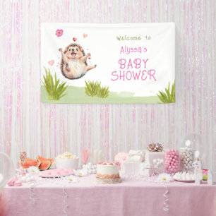 Happy Hedgehog Garden Party Baby Shower Welcome Banner