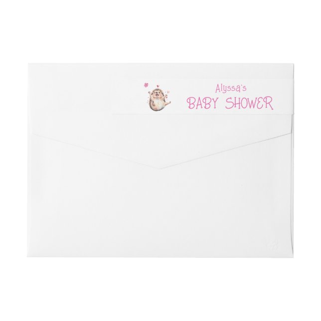 Happy Hedgehog Garden Party Baby Shower  Wrap Around Label (Back)