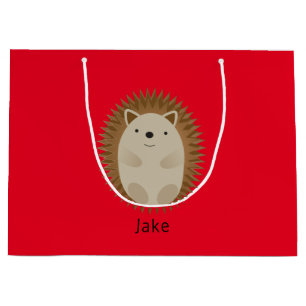 Happy Hedgehog Large Gift Bag red