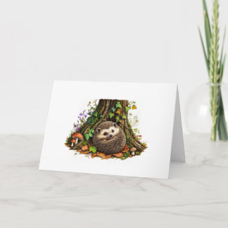 Happy Hedgehog Under a Tree Card
