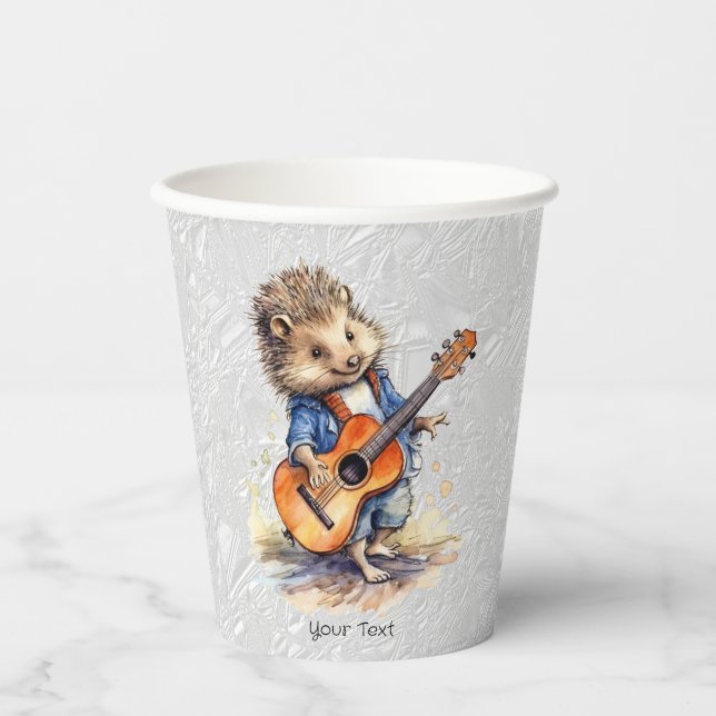 Happy Hedgehog Watercolor Paper Cups (Front)