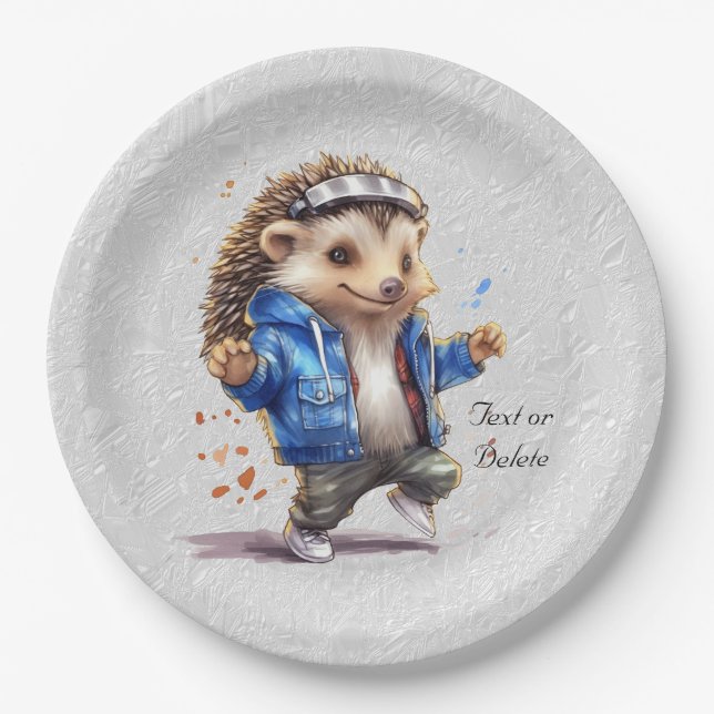Happy Hedgehog Watercolor Paper Plate (Front)