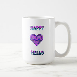 HAPPY HELLO COLORFUL HEART COFFEE MUG