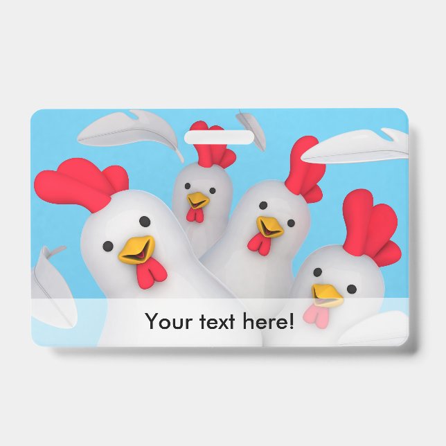 Happy hen clipart ID badge (Front)