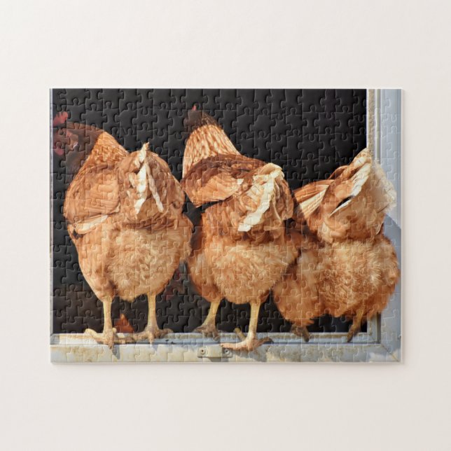 Happy Hens Funny Chicken Butt Photo Jigsaw Puzzle (Horizontal)