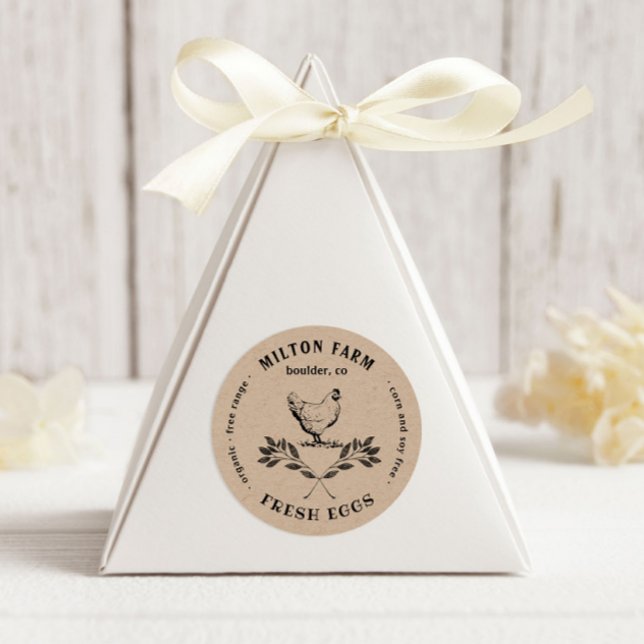 Happy Hens Laurel Branch Egg Carton Round Sticker (Creator Uploaded)