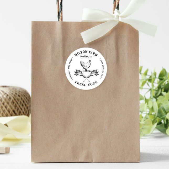 Happy Hens Laurel Branch Egg Carton Round Sticker (Creator Uploaded)