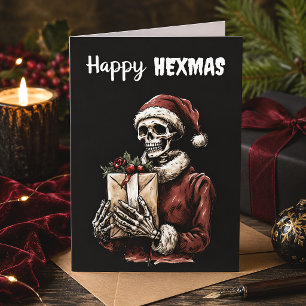 Happy Hexmas Santa Skeleton Spooky Gothic Christma Card