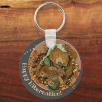 Happy Hibernation Cuddly Bear Keychain