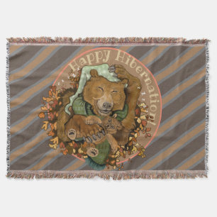 Happy Hibernation Cuddly Bear Throw Blanket