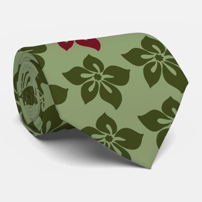 Happy Hibiscus Hawaiian Two-sided Printed Tie (Rolled)
