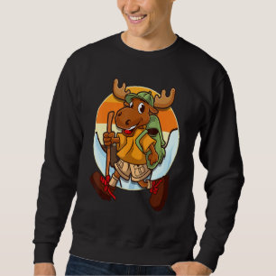Happy Hiking Moose Backpacking Camping Retro Mount Sweatshirt
