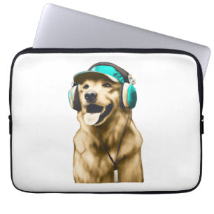 Happy Hip-Hop Golden Retriever Laptop Sleeve