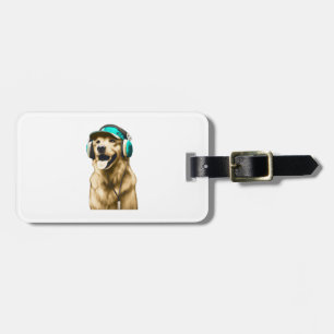 Happy Hip-Hop Golden Retriever   Luggage Tag