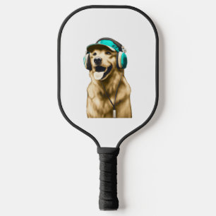 Happy Hip-Hop Golden Retriever Pickleball Paddle