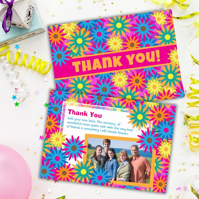 Happy Hippie Flower Power Thank You Notes Invitation (Creator Uploaded)