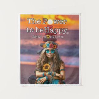 HAPPY HIPPIE GIRL TAPESTRY WALL ART