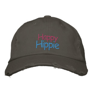 Happy Hippie Nickel Grey Rustic Vintage Pink Blue Embroidered Hat