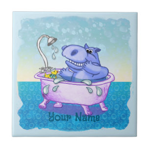 Happy Hippo Bath Ceramic Tile