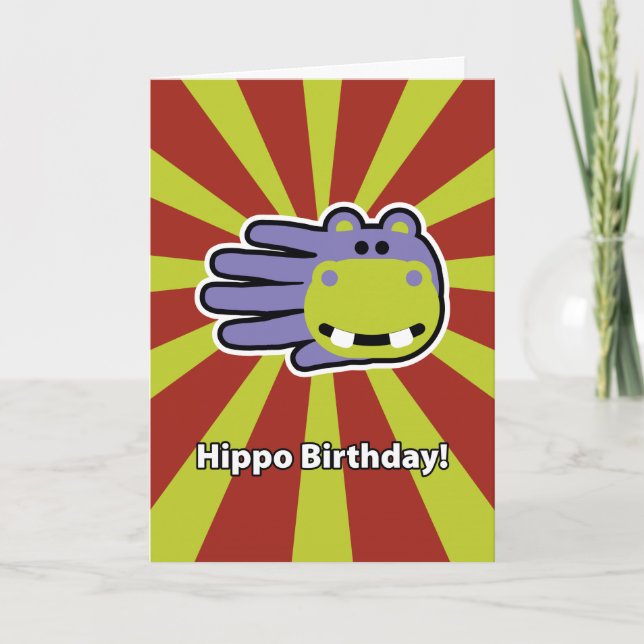 Happy Hippo Birthday Card (Front)