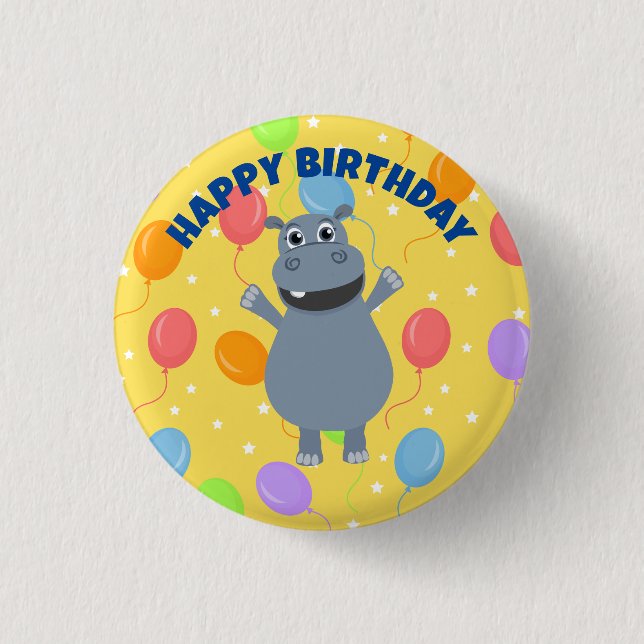 Happy Hippo Button (Front)