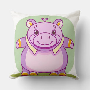 Happy Hippo Character Cushion
