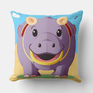 Happy Hippo Character Cushion