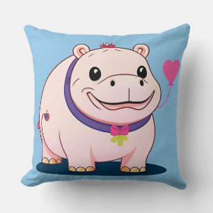 Happy Hippo Character Cushion