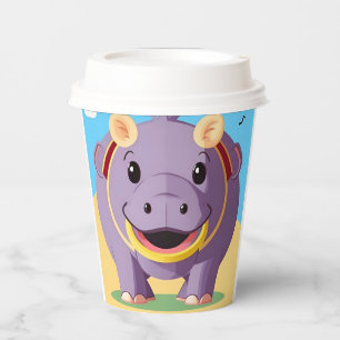 Happy Hippo Character Paper Cups