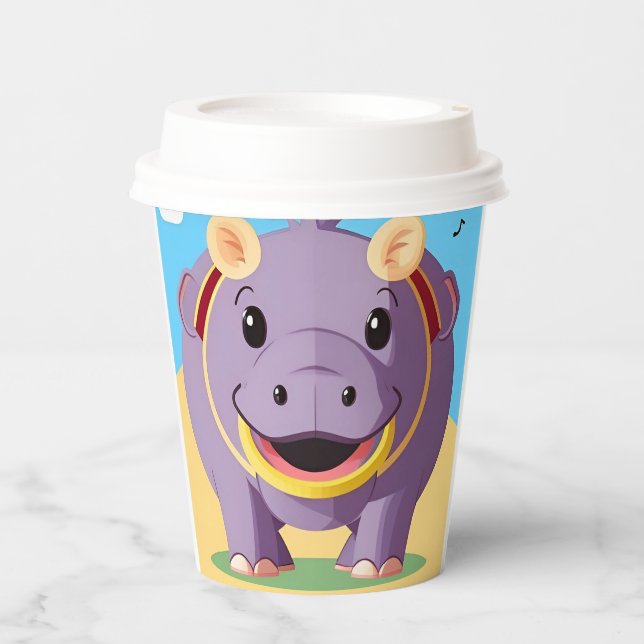 Happy Hippo Character Paper Cups (Front)