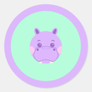 Happy Hippo Classic Round Sticker