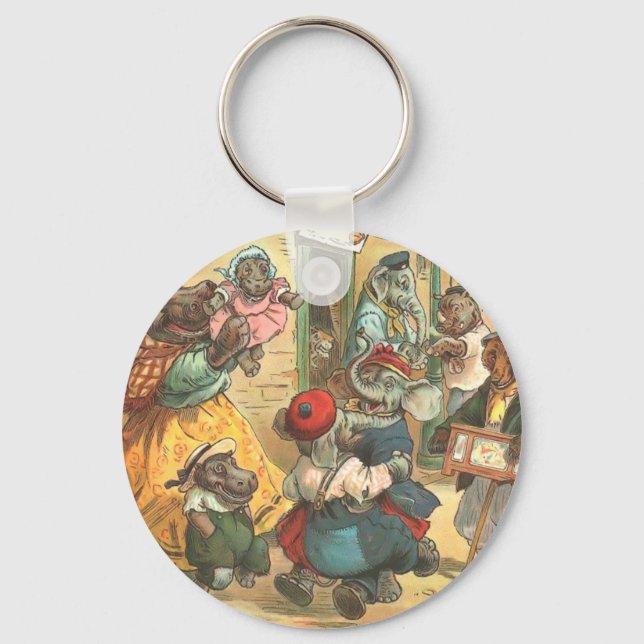 Happy Hippo Family Key Ring (Front)