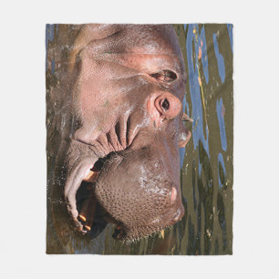 Happy hippo fleece blanket