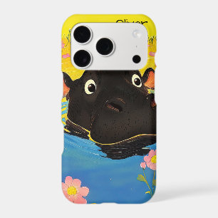 Happy Hippo in Blooming Pond