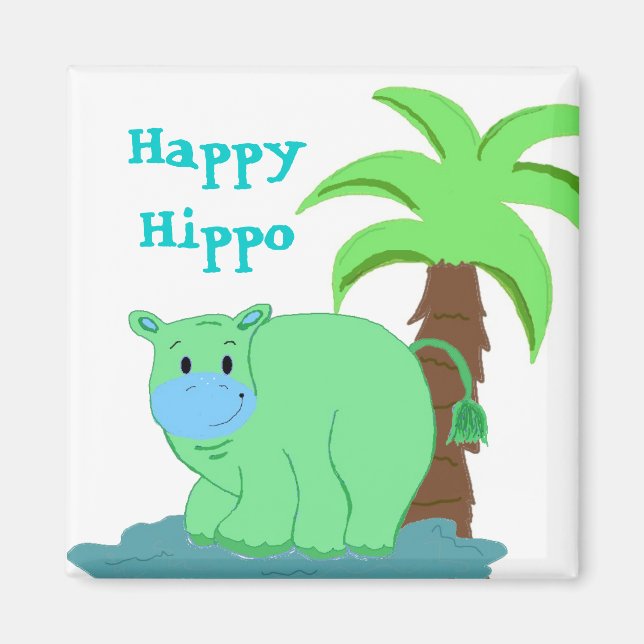 Happy Hippo in the Water Magnet (Front)