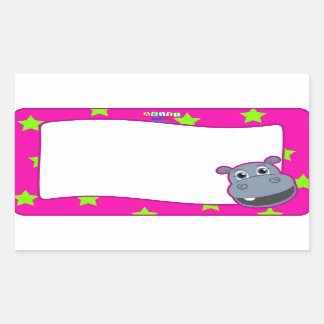 Happy Hippo Name Tag Sticker