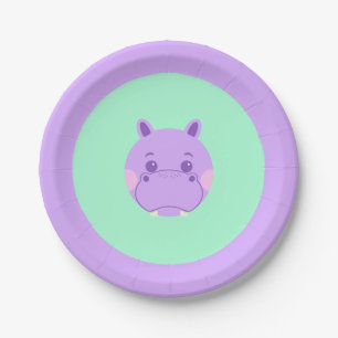 Happy Hippo Paper Plate